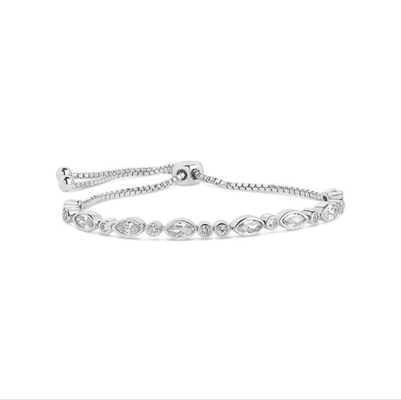 STERLING Forever Marquise CZ Slider Bracelet - Picture 1 of 5